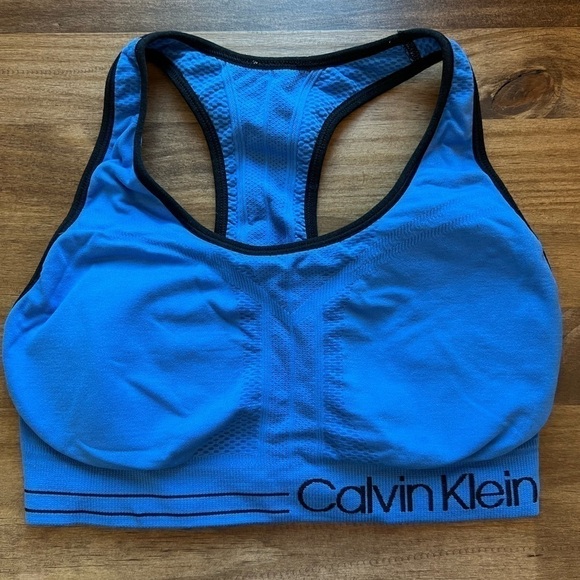 𝅺calvin Klein Women’s Blue Sports Bra Fits XS/S - Picture 1 of 5